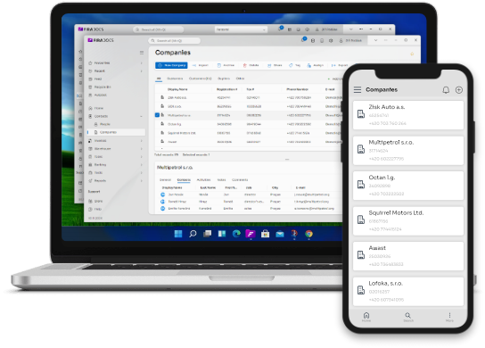 FiraDocs screenshot of CRM type documents