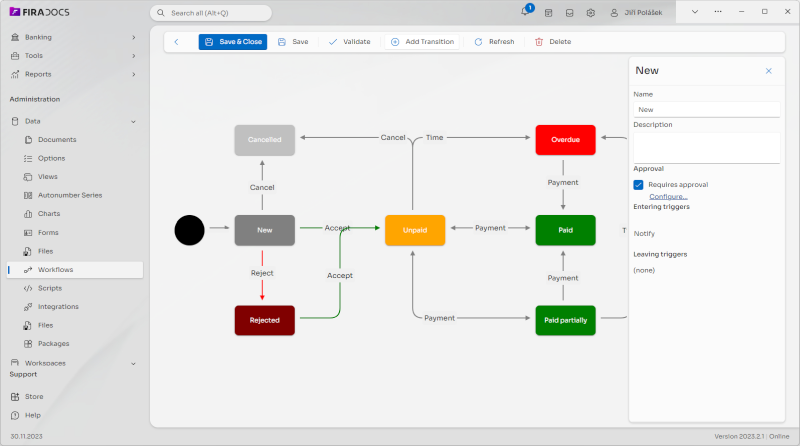FiraDocs screenshot of simplified workflow editor